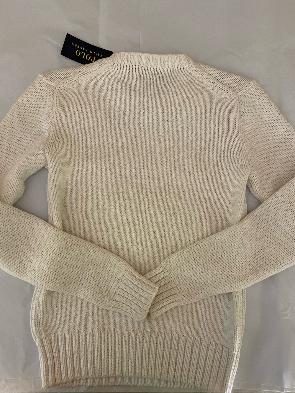 Polo Ralph Lauren American Flag Sweater in Ecru Iconic Crew Neck - Picture 2 of 5